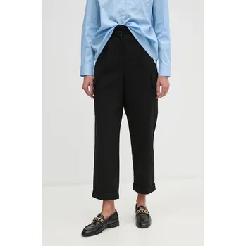 Dámské kalhoty Kalhoty s příměsí vlny United Colors of Benetton černá barva, kapsáče, high waist, 4EACDF07O 99X, vel. 38
