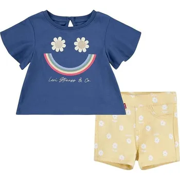 Kojenecká souprava Kojenecká sada Levi's LVG SMILEY FLOUNCE TEE & SHORT žlutá barva 1EK062 11X, vel. 80