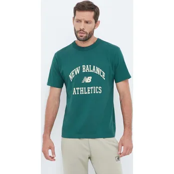 Pánské tričko Bavlněné tričko New Balance zelená barva, s potiskem MT33551NWG 79X, vel. XL