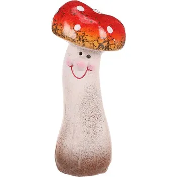 Vánoční dekorace Autronic Houba - keramická dekorace, smějící se muchomůrka, kulatý klobouček, sada 6 ks