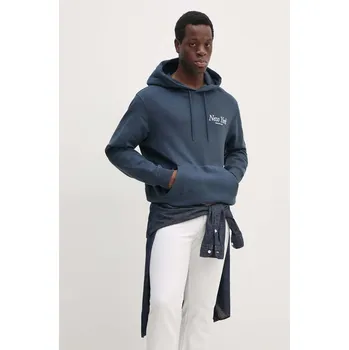 Pánská mikina Bavlněná mikina Calvin Klein Jeans pánská, tmavomodrá barva, s kapucí, s aplikací, J30J326876 59X, vel. M