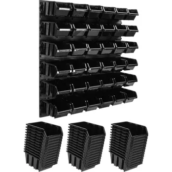 OLKIGROUP Nástěnná deska, organizér na šrouby 77,2x78cm + 36x box, barva:černá