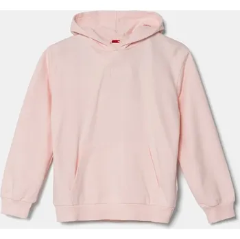Chlapecká mikina Dětská bavlněná mikina Guess růžová barva, s kapucí, s aplikací, J5RQ09 KAD74 J5RQ09.KAD74.PPYA 30X, vel. 122-125