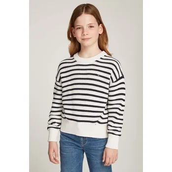 Dívčí svetr Dětský bavlněný svetr Tommy Hilfiger béžová barva, KG0KG08504 KG0KG08504.9BYH.104.122 12X, vel. 122