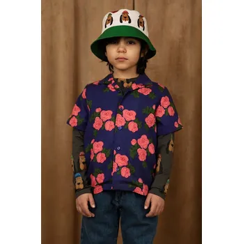 Dětská bavlněná košile Mini Rodini 2412010160 modrá 55X, vel. 116-122