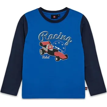 Chlapecké tričko Dětské bavlněné tričko s dlouhým rukávem Lego LWTANO 710 tmavomodrá barva, s potiskem, 12011354 59X, vel. 146