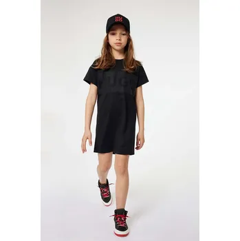 Dámské šaty Dětské bavlněné šaty HUGO černá barva, mini G00084.114.150 99X, vel. 114