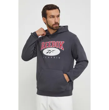 Pánská mikina Mikina Reebok Classic pánská, šedá barva, s kapucí, s aplikací 100036768 90X, vel. L