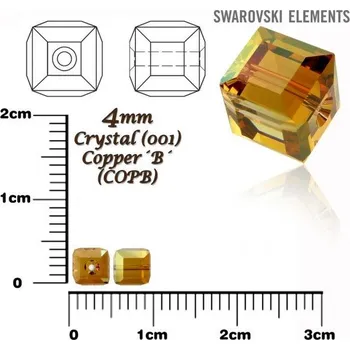 Korálek SWAROVSKI CUBE Beads 5601 barva CRYSTAL COPPER´B´velikost 4mm.