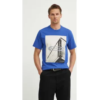 Pánské tričko Bavlněné tričko G-Star s potiskem, D24683-C372 D24683.C372 modrá 55X, vel. L