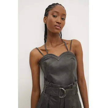 Kožený top Answear.LAB WS24.BDD001 šedá 90Y, vel. S