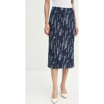 Dámská sukně Džínová sukně Bruuns Bazaar IxoraBBTanella skirt tmavomodrá barva, midi, BBW4120 59X, vel. 34