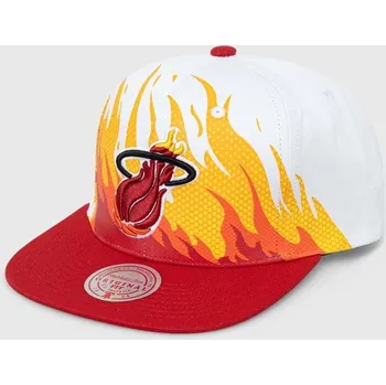 Kšiltovka Bavlněná baseballová čepice Mitchell&Ness MIAMI HEAT HHSS5798.MHEYYPPPWHI bílá 00X, vel. ONE SIZE