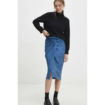 Dámská sukně Sukně Answear.LAB midi, pouzdrová T1.HWK modrá 55X, vel. S/M