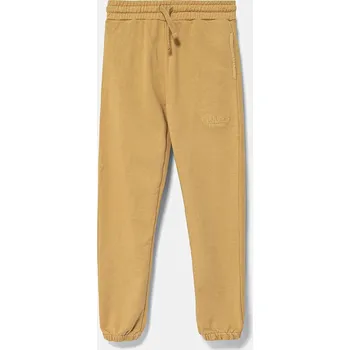 Chlapecké kalhoty Dětské bavlněné tepláky Guess žlutá barva, s aplikací, L5RQ14 KAD74 L5RQ14.KAD74.PPYA 17X, vel. 122-125