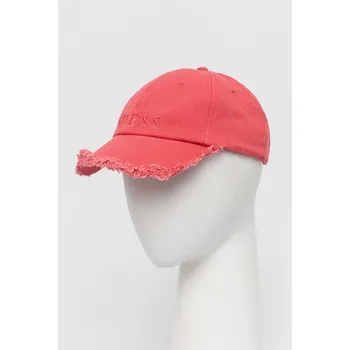 Čepice Bavlněná baseballová čepice Guess růžová barva, s aplikací, AW9493 COT01 AW9493.COT01 30X, vel. ONE SIZE