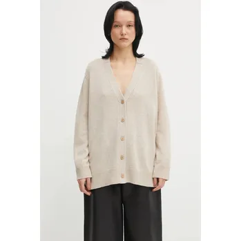 Dámský svetr Vlněný kardigan Maison Kitsuné Merino Wool Long, S, béžová, 80X