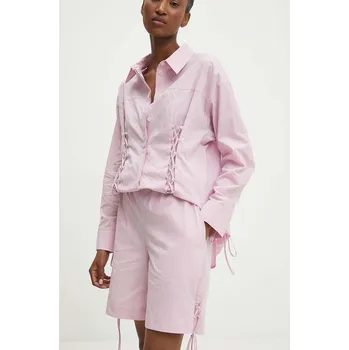 Dámské kraťasy Bavlněné šortky Answear.LAB růžová barva, hladké, high waist WS24.SZD121 03X, vel. L