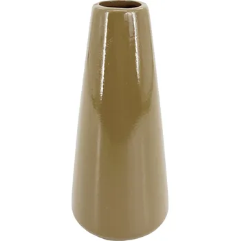 Váza Clay - II.jakost Hnědá keramická váza Cora, 9,5x9,5x21 cm - světle hnědá lesklá, II.jakost
