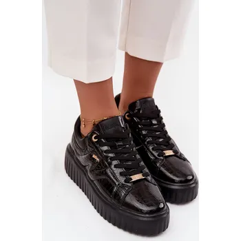 Dámské tenisky Lakované dámské tenisky na platformě Lee Cooper LCJ-25-09-3870 Barva: Černá, Velikost: 36