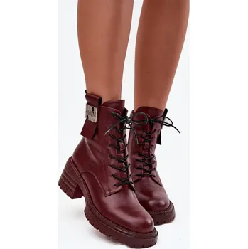 Dámské kozačky Kožené dámské workery na klíně s ozdobným detailem Artiker 57C0211 Barva: Červená, Velikost: 39