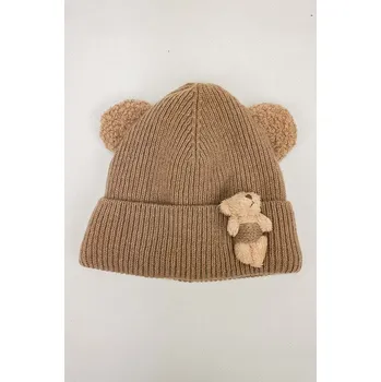 Čepice Dětská čepice s příměsí vlny Jamiks ENES ENES.NAK.gl.JZH054 hnědá 82X, vel. 44