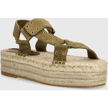 Dámské sandále Semišové sandály Pepe Jeans TRACY RESORT dámské, zelená barva, na platformě, PLS90660 91X, EUR 39