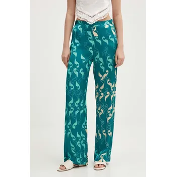 Kalhoty La Petite Française POUDRE dámské, tyrkysová barva, široké, high waist PFPOUDRE 66X, vel. 38