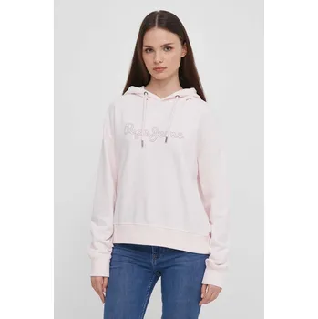 Dámská mikina Mikina Pepe Jeans LANA HOODIE dámská, růžová barva, s kapucí, s potiskem, PL581440 30X, vel. S