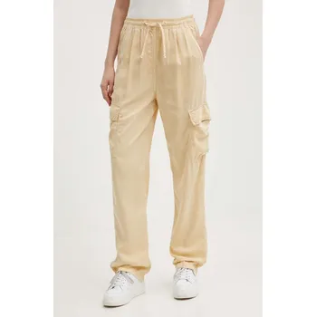 Dámské kalhoty Kalhoty Pepe Jeans EVA dámské, béžová barva, kapsáče, high waist, PL211738 80X, vel. M