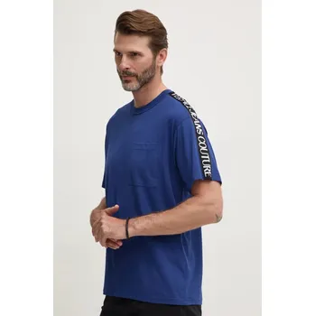 Pánské tričko Bavlněné tričko Versace Jeans Couture modrá barva, s aplikací, 77GAHC02 CJ01C 77GAHC02.CJ01C 95X, vel. L