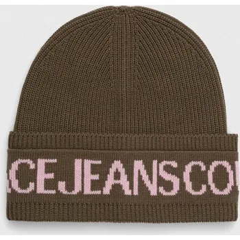 Čepice Vlněná čepice Versace Jeans Couture zelená barva, 77HAZK40 ZG020 77HAZK40.ZG020 87X, vel. ONE SIZE