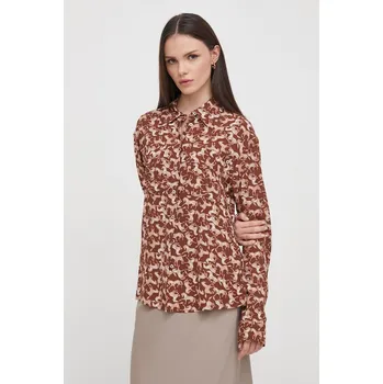 Dámská košile Košile United Colors of Benetton 53UEDQ074 hnědá 88X, vel. XS