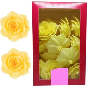 Jedlá dekorace na dort Dekorace oplatková - Růže velká 55 mm, žlutá 15 ks