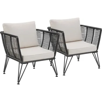 Zahradní sestava TecTake GmbH 405463 sada zahradních křesel sundo v lanovém provedení - sada 2 kusů