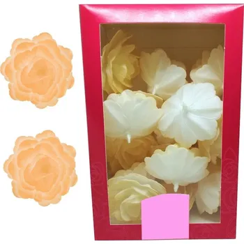 Jedlá dekorace na dort Dekorace oplatková - Růže velká 55 mm, zlatá perleť 15 ks