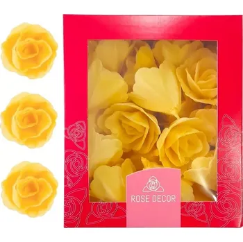 Jedlá dekorace na dort Dekorace oplatková - Růže malá 30 mm, žlutá, 35 ks