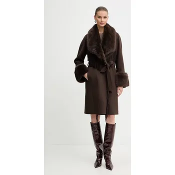 Dámský kabát Kabát s příměsí vlny Marciano by Guess LILIANA 5BGL46.7125A hnědá 89X, vel. 34