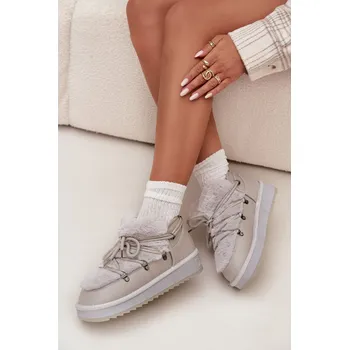 Dámská zimní obuv Nízké Sněhule Na Platformě S Kožešinou D.Franklin DFSH370011 Barva: Stříbrná, Velikost: 41