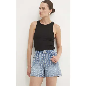 Dámské kraťasy Džínové šortky Answear.LAB dámské, vzorované, high waist S137N.HWK modrá 55X, vel. M