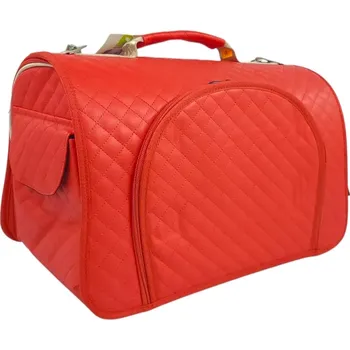 Taška pro psa a kočku Kožená cestovní taška na psa 43x27x27 Červený