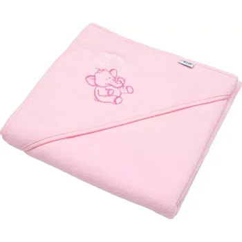 Dětská froté osuška s kapucí s výšivkou růžová 80 × 80