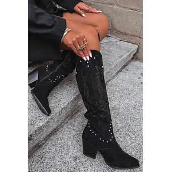 Dámské kozačky Boto Dámské Kožené Koby Jočky S Dekorací Na Sloupku Darella Barva: Černá, Velikost: 40