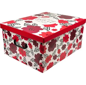 Úložný box Domopak Úložný box s víkem a držadly, Květiny Domopak