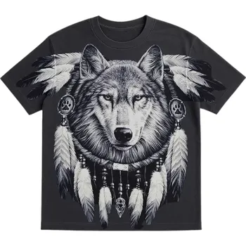 Pánská trička s potiskem nadrozměrné velikosti Vlk 7XL