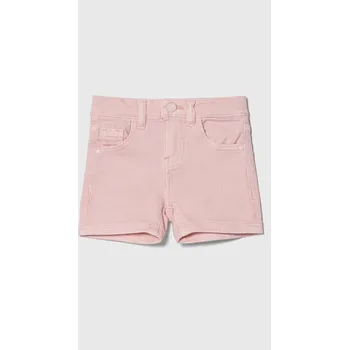 Dětské riflové kraťasy Guess růžová barva, hladké, nastavitelný pas K4RD07.WE620.PPYH 30X, vel. 122-125