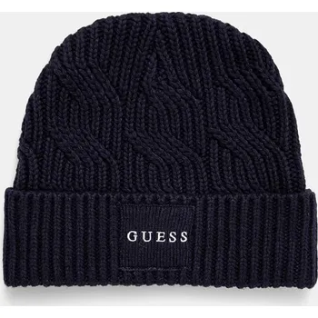 Čepice Čepice z vlněné směsi Guess CABLE BEANIE tmavomodrá barva, z husté pleteniny, M4BZ10.Z3HD1 59X, vel. ONE SIZE
