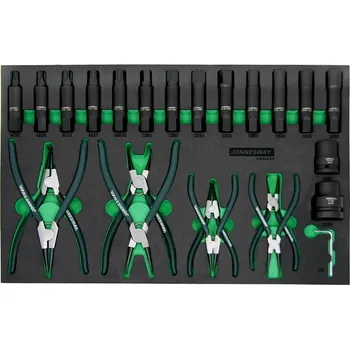 Nářadí pro automobil Modul - kleště seger, úderové hlavice Imbus, Torx (gola sada), 24 ks - JONNESWAY AI0524SV