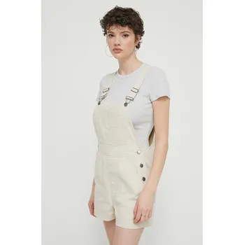 Dámské kalhoty Džínové lacláče Billabong Sand Canyon béžová barva, hladké, high waist, ABJDS00148 01X, vel. S