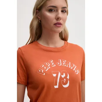 Pánská móda Bavlněné tričko Pepe Jeans GIGI PL505958 oranžová 22X, vel. M
